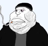 beanie bloodshot_eyes cigarette clothes doomer eyebags fat hat stubble variant:meximutt // 888x849 // 166.2KB