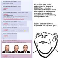 australia clothes confused deformed ear fwhr incel incel_wiki necktie politics scott_morrison soyjak stubble suit text variant:impish_soyak_ears // 959x959 // 230.8KB