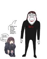 anime autism beard black_shoes blush boymoder brown_hair crying glasses hoodie kurumi_nanase lipstick menhera_chan scared speech_bubble thick_eyebrows tranny variant:bernd // 1216x1510 // 280.2KB
