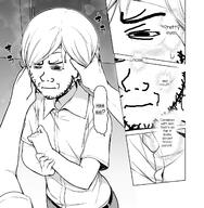 anime closed_mouth frown manga soyjak squinting stubble text variant:soyak // 1280x1306 // 962.8KB