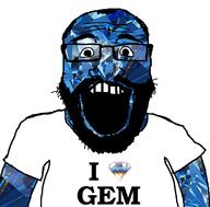 beard clothes gem glasses i_love open_mouth soyjak subvariant:science_lover tshirt variant:markiplier_soyjak // 800x789 // 240.1KB