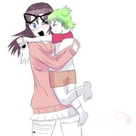 4chan BRIMMIEST_COMMENTS_SECTION☣️☣️☣️_DO_NOT_ENTER☣️☣️☣️ anime beanie blue_eyes blush child glasses green_hair hair hugging meta:tagme plush variant:markiplier_soyjak variant:soytan yotsoyba // 1378x1378 // 493.7KB