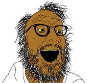 beard brown_skin glasses matt_christman soyjak variant:christmanjak yellow_sclera yellow_teeth // 752x661 // 33.2KB