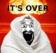 beard blanket comfy explosion glasses happy irl_background its_over mushroom_cloud open_mouth shutterstock_watermark soyjak stock_image stock_image_watermark subvariant:science_lover text variant:markiplier_soyjak watermark // 1376x1320 // 1.9MB