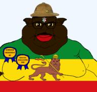 animal badge black_skin china christianity closed_mouth clothes cross crown ear eastern_orthodox eritrea ethiopia ethiopian ethiopian_empire eyes fat flag:ethiopia flag:ethiopian_empire glasses hair italy korea lion mustache mutt nigger north pith_helmet queen_of_spades red_lips reward shitskin somalia soyjak subvariant:branigger tshirt variant:brandon variant:meximutt yellow_sclera // 1675x1583 // 474.8KB