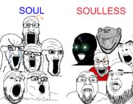 antenna beard bloodshot_eyes comparison crying ear glasses glowing_eyes inverted multiple_soyjaks open_mouth orange_eyes reddit smile soul soulless soyjak stretched_mouth stubble text thougher variant:a24_slowburn_soyjak variant:bernd variant:cobson variant:el_perro_rabioso variant:fatjak variant:gapejak variant:impish_soyak_ears variant:markiplier_soyjak variant:soyak variant:tony_soprano_soyjak // 2832x2232 // 1.6MB