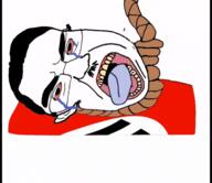 ack animated bloodshot_eyes crying flag flag:nazi_germany glasses hanging nazism oe_cake open_mouth rope soyjak subvariant:patrick suicide swastika tongue variant:chudjak yellow_teeth // 600x519 // 2.6MB