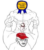 arm award baseball_cap blood buff cap clothes donald_trump ear fell_for_it_again_award gay glasses hair hand hat holding_object leg looking_at_you maga maga_hat make_america_great_again meta:pornographic_content nipple nsfw open_mouth poop rape sex soyjak stubble subvariant:soyak_(concerned) teeth text united_states variant:soyak white_background // 788x901 // 238.3KB