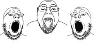 3soyjaks glasses open_mouth soyjak stubble variant:bernd variant:gapejak // 2101x1125 // 363.6KB
