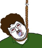 bloodshot_eyes brown_hair dead hanging kantbot mustache soyjak suicide tongue twitter variant:bernd variant:unknown yellow_teeth // 979x1127 // 86.6KB