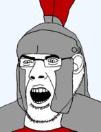 gladiator glasses helmet open_mouth remastered roman roman_empire roman_legionary_helmet soyjak stubble subvariant:narge transparent_background variant:cobson // 1170x1533 // 187.6KB