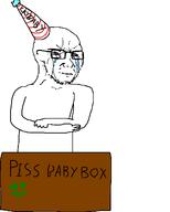 4chan arms_crossed box clothes crying full_body hat soyjak stubble variant:soyak // 902x1128 // 12.9KB