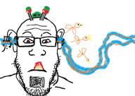 alien bass_clef blood blue colours creature dental_plaque ear four_beamed_eighth_notes gums levers markiplier mind_control missing_lips musical_note orange red_eyes rotting_skin sixteenth_note strange_chin teeth treble_clef // 1100x782 // 203.9KB