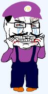 arm blood clothes conservativewaluigi_(namefag) cracked_teeth crying hat meta:namefags mustache seething subvariant:big-boy variant:chudjak vein waluigi // 515x999 // 37.9KB