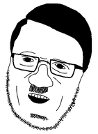 adolf_hitler glasses hair hitler_mustache mustache open_mouth soyjak stubble teeth template variant:unknown white_background white_skin // 366x498 // 7.8KB