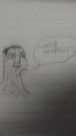 closed_mouth glasses hair irl redraw soyjak soyteen speech_bubble text traditional_media variant:chudjak // 1836x3264 // 950.6KB