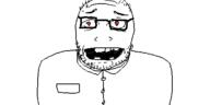 balding clothes glasses hair oekaki open_mouth red_eyes soyjak stubble variant:unknown // 500x250 // 17.1KB