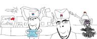 3soyjaks anime cap closed_mouth clothes communism ear flag glasses hammer_and_sickle hat kgb military russia serbia smile soyjak stubble tank text variant:cobson variant:gapejak variant:impish_soyak_ears // 2476x1000 // 344.7KB