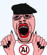 art beret clothes glasses meme moustache open_mouth painted_nails painter seething stubble subvariant:spadeson tranny transparent_background tshirt variant:cobson variant:dan // 1125x1324 // 268.9KB