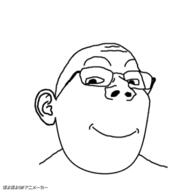 animated byonbyon closed_mouth ear glasses poyopoyo smile soyjak subvariant:wholesome_soyjak variant:gapejak wholesome_egg // 378x400 // 213.7KB