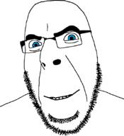 blue_eyes glasses smile smug soyjak stubble variant:cobson // 775x849 // 56.3KB
