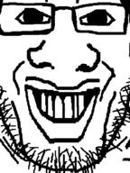 closed_mouth glasses grin soyjak stubble variant:markiplier_soyjak // 600x800 // 16.8KB