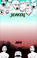 angry closed_mouth ear glasses hair multiple_soyjaks mustache open_mouth poster smile soyjak stubble subvariant:wholesome_soyjak text variant:a24_slowburn_soyjak variant:bernd variant:chudjak variant:cobson variant:coinjak variant:feraljak variant:gapejak variant:markiplier_soyjak variant:quirkjak variant:soyak // 572x908 // 341.3KB