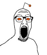 antenna no_pupils open_mouth orange_eyes reddit redditard soyjak stubble variant:gimper white_background white_skin wrinkles // 947x1100 // 18.1KB