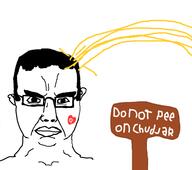 angry closed_mouth ear glasses piss queen_of_hearts sign soyjak subvariant:chudjak_front tattoo text variant:chudjak // 952x845 // 108.6KB