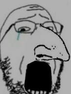 crying glasses judaism large_nose open_mouth sad soyjak stubble variant:gapejak // 268x356 // 20.5KB