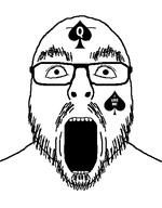 eyebrows looking_at_you open_mouth queen_of_spades soyjak text variant:flartson // 410x524 // 15.0KB