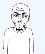 arm brimstone ear glasses open_mouth philtrum soyjak stretched_mouth stubble variant:unknown // 456x547 // 49.8KB