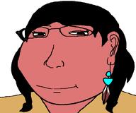 closed_mouth earings feather glasses hair jewelry long_hair native_american red_skin sisa soyjak subvariant:female_massjak subvariant:massjak variant:gapejak // 600x500 // 11.7KB