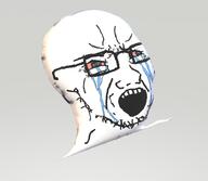 3d 3d_model beard bloodshot_eyes crying open_mouth paint_3d pillow red_eyes seething soyjak stubble tear variant:soyak wrinkles // 733x637 // 98.9KB