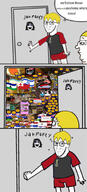arm badge closed_mouth clothes comic crossed_arms full_body glasses jakparty_soy jartycuck nate slopjak soyjak stubble text variant:soyak variant:soytan yellow_hair // 907x2001 // 415.3KB