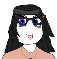 blue_eyes clothes cute cute_girl female glasses hair necklace soy soyjak soylent tongue tongue_out variant:soytan // 680x705 // 38.1KB