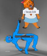 2soyjaks anti_ongezellig bloodshot_eyes blue_skin bow full_body gigachad glasses hanging mymy ongezellig orange_hair orange_skin orange_tie rope soyjak_blog stubble tongue variant:bernd variant:soyak // 844x1022 // 362.0KB