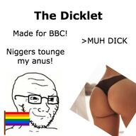 ass bbc closed_mouth flag glasses lgbt nsfw penis smile smug soyjak stubble text variant:soyak // 500x500 // 50.8KB