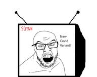 angry coronavirus_pandemic glasses mustache open_mouth screen soyjak stubble text tv_(4chan) variant:feraljak // 707x558 // 35.7KB