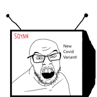 angry coronavirus_pandemic glasses mustache open_mouth screen soyjak stubble text tv_(4chan) variant:feraljak // 707x558 // 35.7KB
