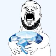 ear gem hair holding_gem holding_object open_mouth palestinian soyjak stubble variant:palejak // 1080x1078 // 223.8KB