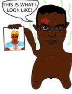 anger_mark angry argentina arm blond bloodshot_eyes brown_skin closed_mouth country countrywar ear flag glasses hair hand holding_object leg nipple smile smug soyjak speech_bubble stinky subvariant:chudjak_front subvariant:muscular_chud super_saiyan text variant:chudjak // 680x897 // 264.1KB