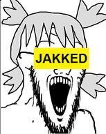 4chan anime blacked glasses hair open_mouth soyjak stretched_mouth stubble variant:soyak yotsoyba // 314x394 // 28.5KB