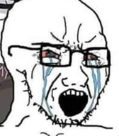 beard bloodshot_eyes crying glasses meta:not_oc nas:leebait open_mouth red_eyes soyjak tear variant:soyak // 387x442 // 135.5KB