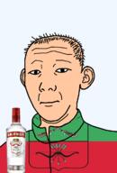 1864 alcohol arrow bayonet bottle bow closed_mouth clothes ear flag flag:zaporizhzhia_oblast gun hair neutral oblast russia smirnoff soyjak text track_suit transparent transparent_background ukraine variant:kuzjak vodka white_skin zaporizhzhia_oblast // 810x1192 // 180.4KB