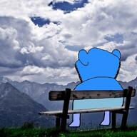 back bench blue_skin calm ear full_body irl_background meta:tagme sitting soyjak stubble variant:impish_soyak_ears // 816x816 // 170.1KB