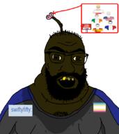 antenna arab arabic arrow beard big_nose black_eye black_eyes black_skin blue_shirt body_hair brain brainlet breasts double_chin eyebrows eyes fat flag:france flag:ireland flag:minor_attracted_person flag:poland flag:spain flag:united_states france gape glasses grey_shirt hair head ireland islam jakparty_soy jartycuck map_(pedophile) multiple_soyjaks muslims namefag_drama namefags neck nose obese pedophile poland red_arrow reddit rent_free retard rotten_teeth spain subvariant:tetojak subvariant:unbotheredchud sweating swiftyfifty_(nametroon) tits torso ugly united_states variant:chudjak yellow_teeth // 761x855 // 71.7KB