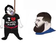 beard bloodshot_eyes blue_eyes brown_eyes clothes crying dead ear fat full_body hair hanging haunted_mound heart hoodie i_love joeyy mde million_dollar_extreme noose nordic_chad rope semetary soyjak stubble suicide text tongue tshirt variant:bernd white_skin yellow_teeth // 1080x824 // 442.9KB