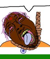 ack bindi bloodshot_eyes brown_skin country countrywar crying flag flag:india glasses hair hanging india indian mustache open_mouth purple_hair rope soyjak speech_bubble speech_bubble_empty stubble suicide tongue tranny variant:bernd yellow_teeth // 768x900 // 40.3KB