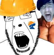 dedeman glasses helmet looking_up open_mouth rape schizo soyjak stubble variant:cobson workernhat // 1614x1643 // 1.2MB